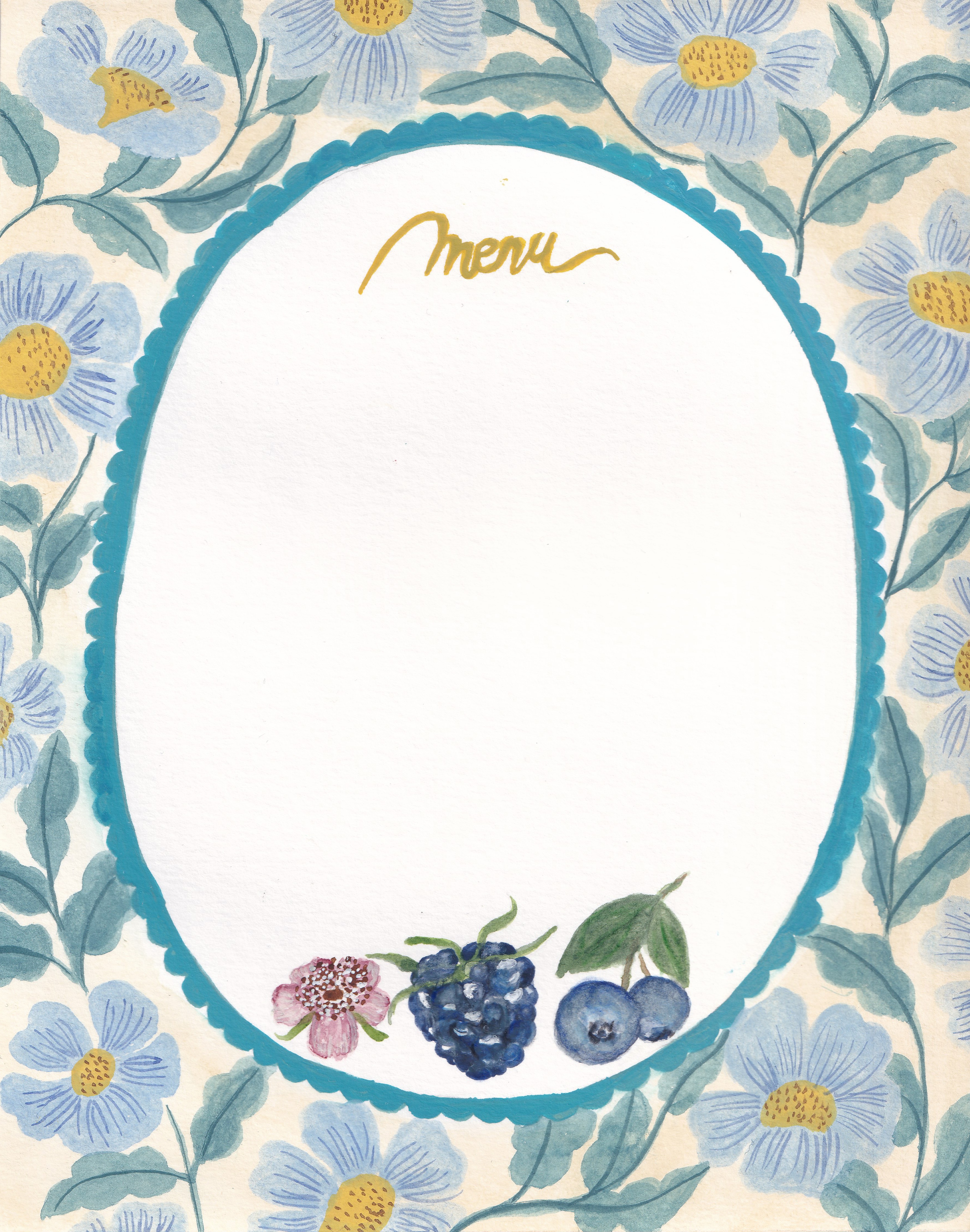 Menu Fleurs Bleues